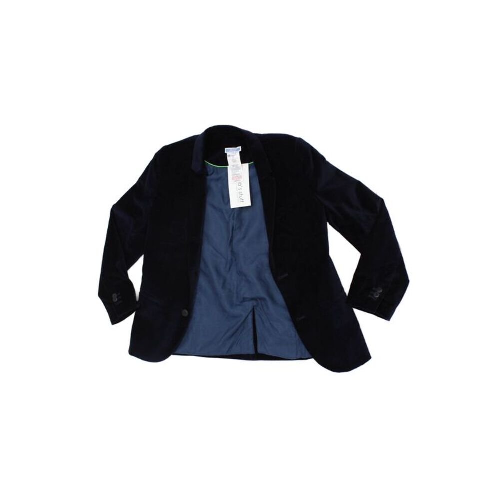 Jacadi Boys Velvet Two Button Long Sleeve Blazer Jacket Dark Blue Size 10
